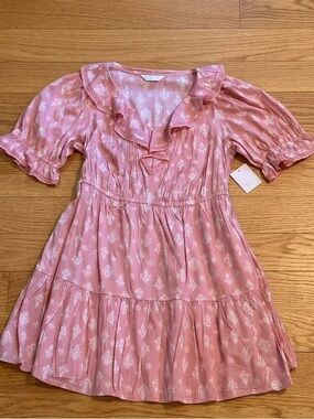 LC Lauren Conrad Pink Floral Ruffle V-Neck Mini Dress Plus Size 0X NWT